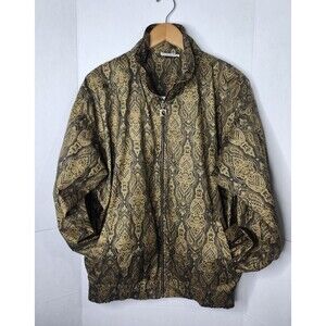 PIERRE CARDIN Windbreaker Jacket Vintage Gold Print Size Medium RETRO